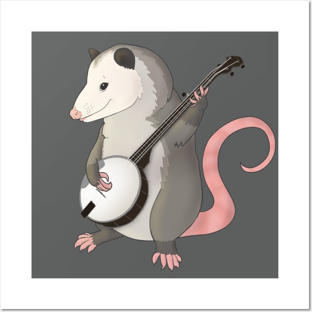 Banjo playing possum dude Wall Art by Mehu Art